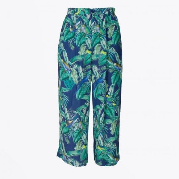 Indi & co parrot palm print womens trousers eu 36 size 6 - Picture 1 of 8